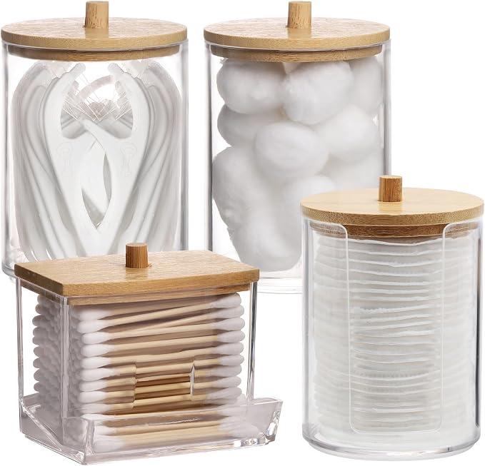 Tbestmax 4 Pack Qtip Holder Bathroom Container, 10/7oz Cotton Ball Cotton Swabs by Tbestmax