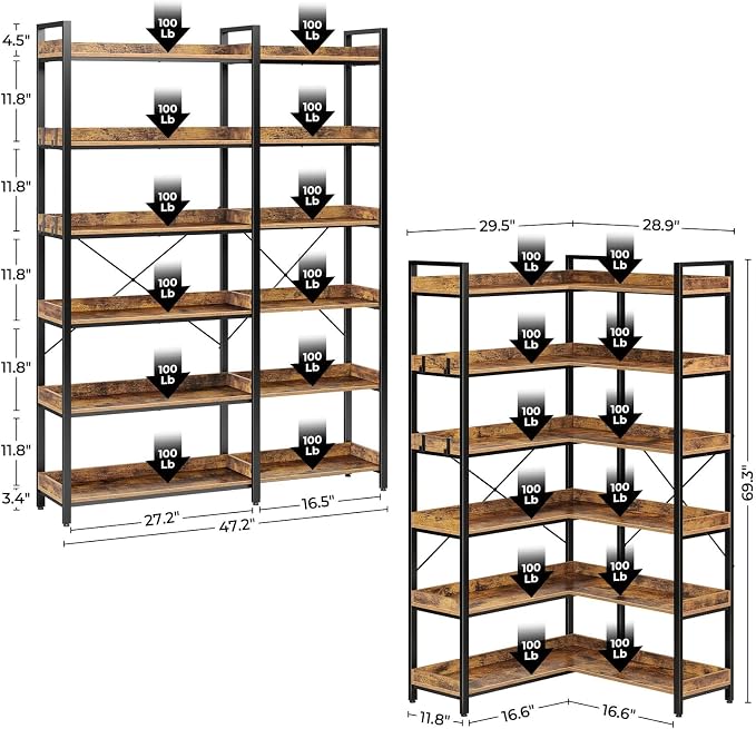 Rolanstar Bookshelf 6 Tier - Image 3