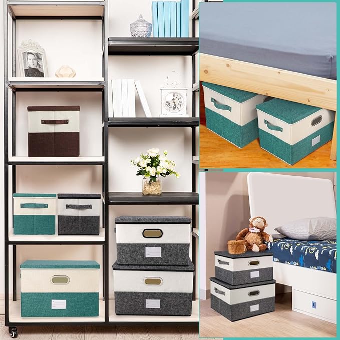 Large Linen Fabric Foldable Storage Bins - Image 5
