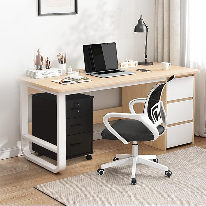 File Cabinet with Lock 3 Drawer Mobile Filing Cabinet with 360° Swivel Wheels - Image 8