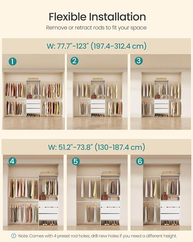 SONGMICS closet system, customizable walk-in closet organizer system - Image 5