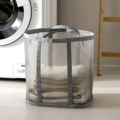 Mesh Bag with Handles, Collapsible Laundry Basket, Foldable Laundry Bag by HGZBS