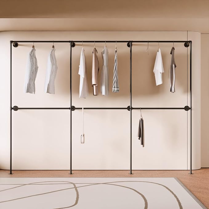 Industrial Pipe Clothing Rack, Heavy Duty Wall Mounted Clothes Rack, Retail - Image 8