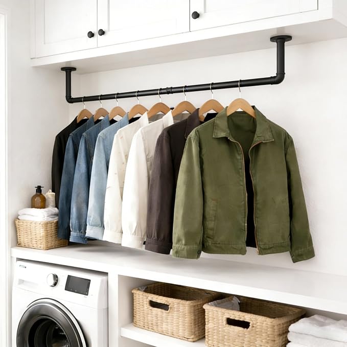Svyrilk 38.4" Wall Mounted Clothes Rack | Heavy Duty Iron Industrial Pipe - Image 4
