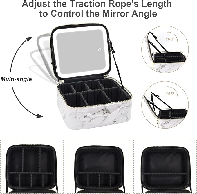 Makeup Bag with Mirror and Light, Makeup Case with Lighted Mirror, Travel - Image 5