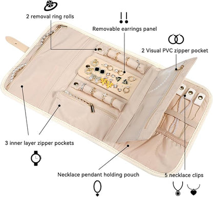 Voova Travel Jewelry Holder Organizer Case, Large Jewelry Storage Bag - Image 2