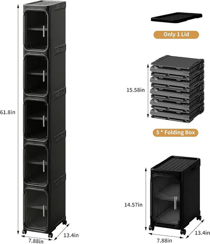 5-Tier Tall Narrow Slim Bathroom Storage Cabinet, Adjustable Shelves, Fits - Image 2