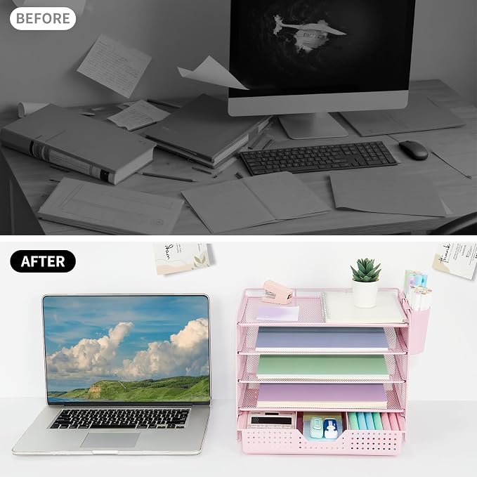 LEKETREE Desk Organizers and Accessories, 5-Tier Paper Letter Tray Organizer - Image 7