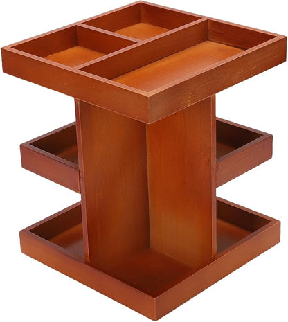 Fockety Wooden Makeup Organizer, 360 Degree Rotating Cosmetic Carousel - Image 7