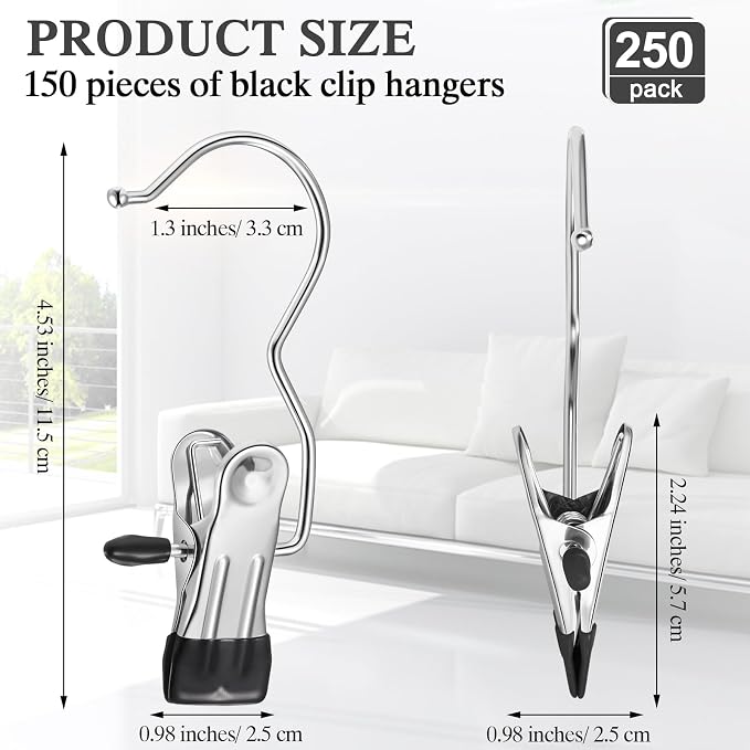 Yinder 250 Pcs Boot Hangers Clips Laundry Hooks Hanging Stainless Steel Clothes - Image 2