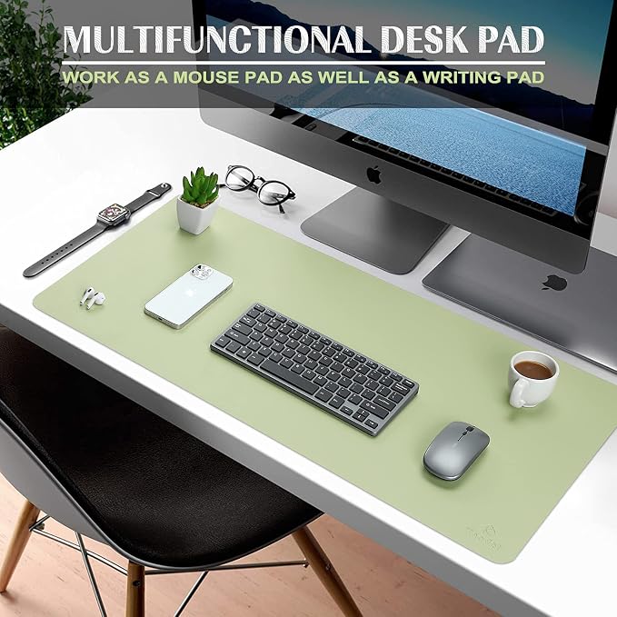K KNODEL Small Office Leather Desk Mat, Mouse and Keyboard Pad, Computer and - Image 2