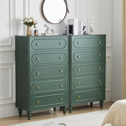 5 Drawer Fluted Dresser for Bedroom, Mid Century Modern Chest of Drawers - Image 8