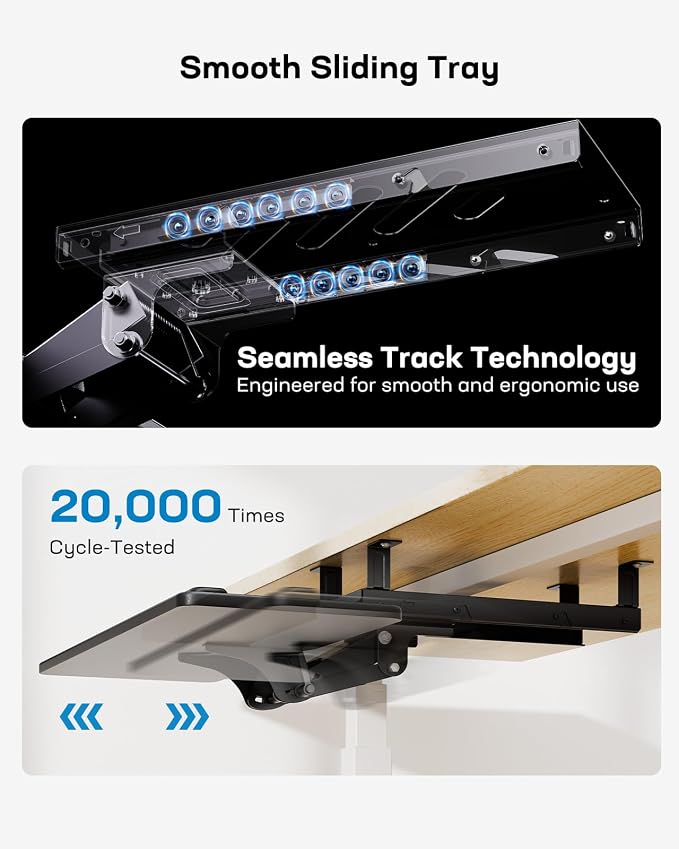HUANUO Keyboard Tray Under Desk, Adjustable Ergonomic Keyboard & Mouse Tray - Image 4