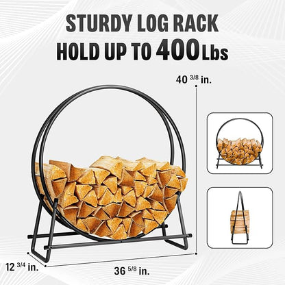 IDZO 41in Firewood Rack, 400lbs Load Capacity, Rust Resistant Steel, Wood - Image 2