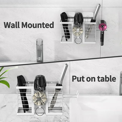 FUNKYLEE Hair Tool Organizer, 3 in 1 Metal Bathroom Blow Dryer Organizer Wall - Image 4