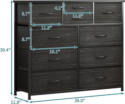 LUMTOK 10 Drawers Dresser with Fabric Bin - Image 3