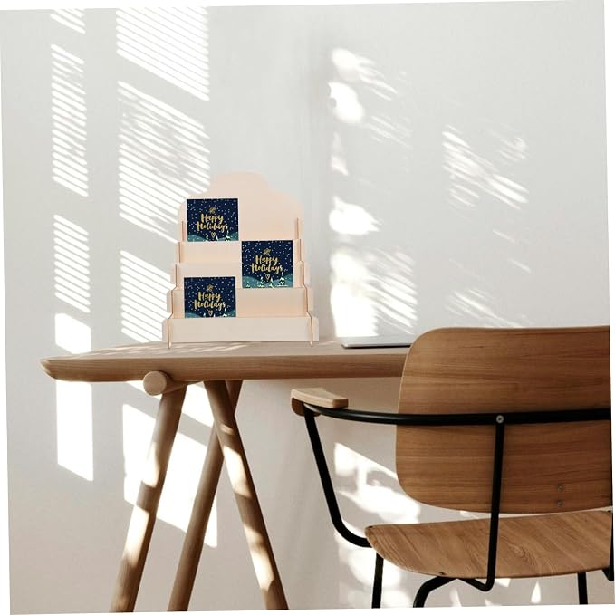 Stylish Wooden Card Display Stand Multi-Functional Tiered Holder - Image 3