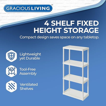 Gracious Living 4 Shelf Fixed Height Solid Light Duty Storage Unit 12 x 24 x - Image 4