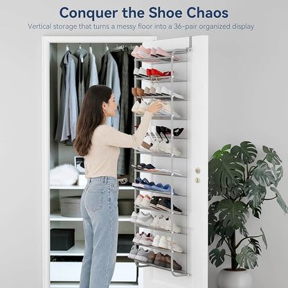 Whitmor 36 Pair Over The Door Shoe Organizer, 12 Tier Hanging Shoe Organizer - Image 3