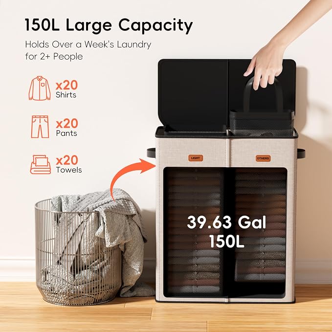 150L Double Laundry Hamper - Image 4