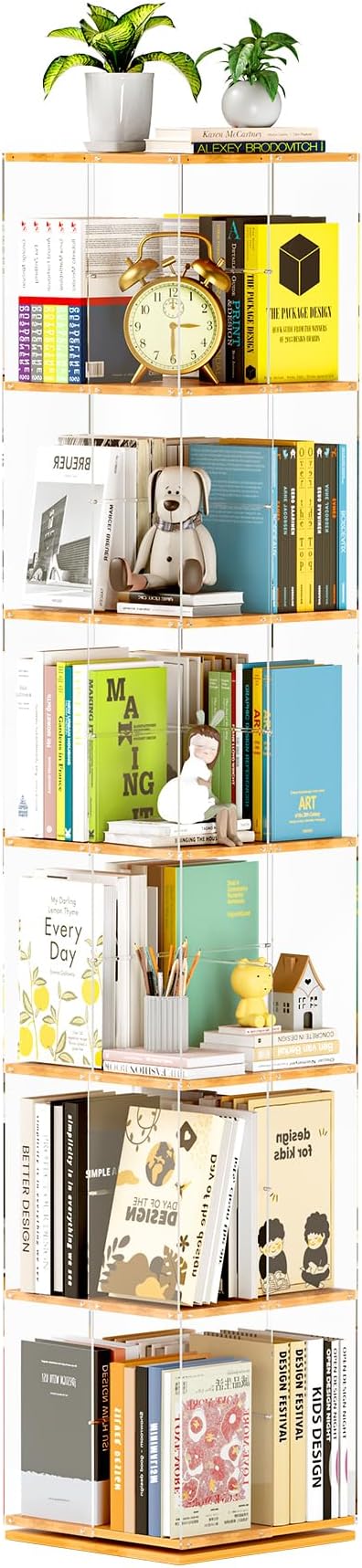 TAKEKIT 6-Tier Rotating Bookshelf, 360° Spinning Book Shelf Tower by TAKEKIT