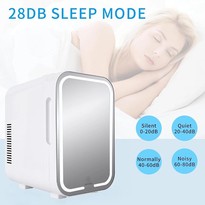Mini Fridge with Mirror Door & Adjustable LED Lights - 8L Cosmetic Skincare - Image 4