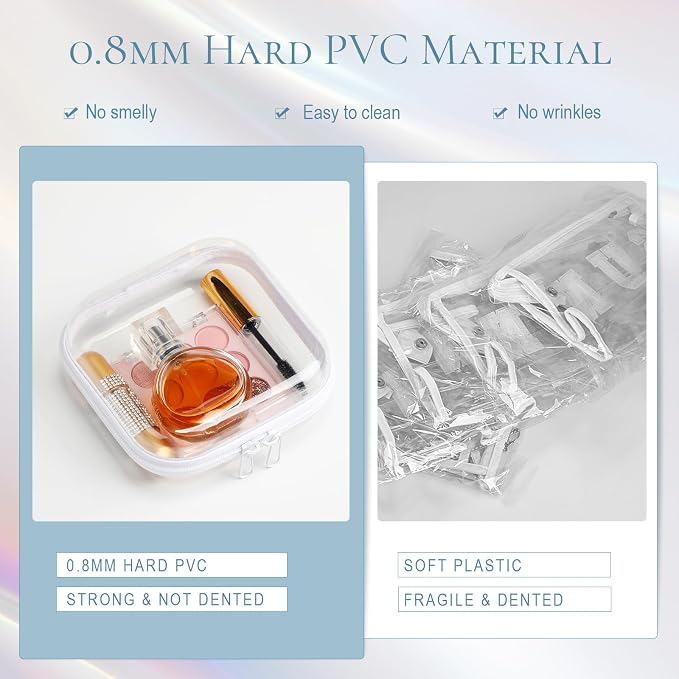 Sanwuta 6 Pcs Clear Hard Zipper Case Hard Plastic Zipper Pouches Transparent - Image 3