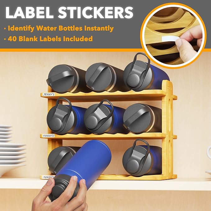 SpaceAid Bamboo Water Bottle Organizer - Image 4