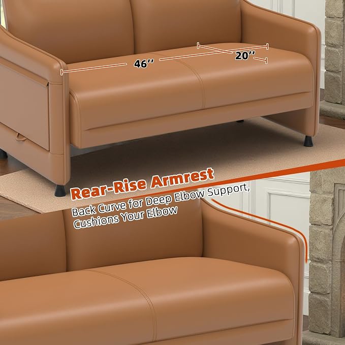 Faux Leather Loveseat, Upholstered Loveseat - Image 5