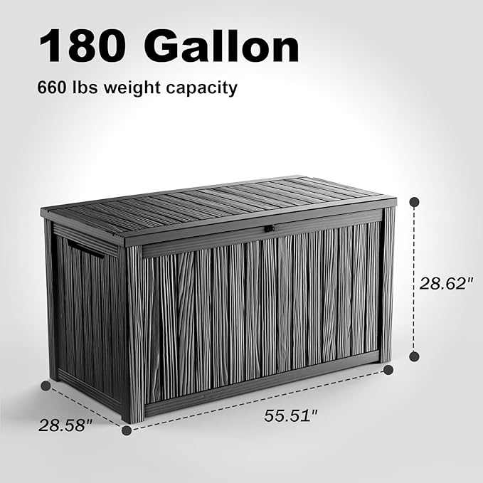 DRATO 200 Gallon Deck Boxes Outdoor Waterproof, Lockable Outdoor Storage Box - Image 2