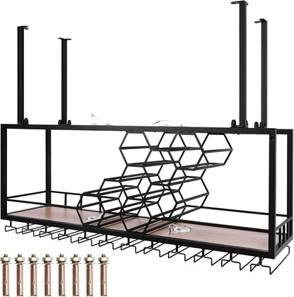 Metal Hanging Wine Rack, Metal Bar Liquor Bottle Display Shelf Wall Wine by Unknown
