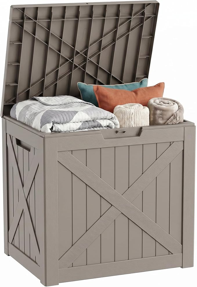 32 Gallon Deck Box, Waterproof Outdoor Storage Boxes by MAIUSCOLI