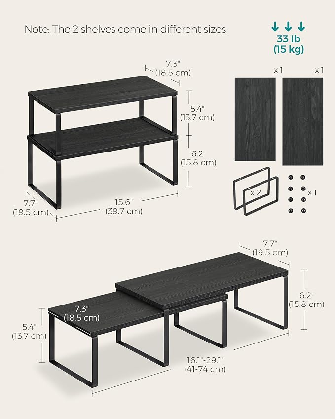 SONGMICS Cabinet Organizer Shelf, Kitchen Storage, Spice Rack, Expandable - Image 2