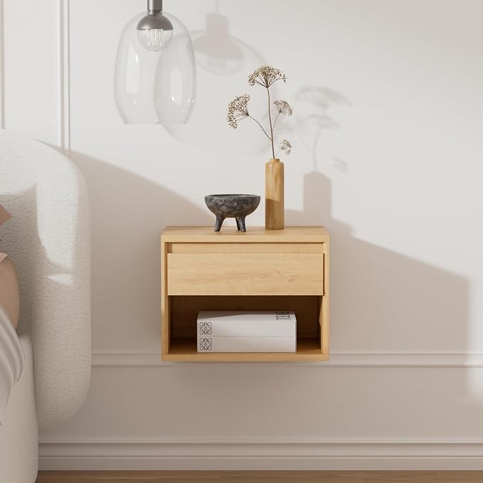 Mid Century Modern Floating Nightstand Set of 4, Wall Mounted End Table - Image 6