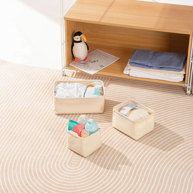 Foldable Storage Bins with Lids Cotton Canvas Rectangular Storage Box Ideal - Image 4