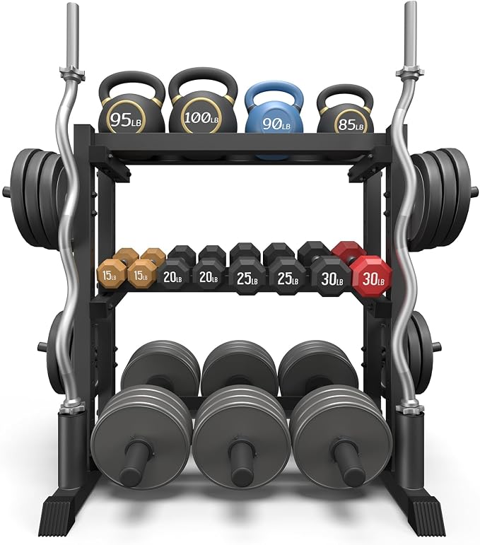 3-Tier Dumbbell Rack, 1100LB Capacity Adjustable Weight Rack by Jusgym