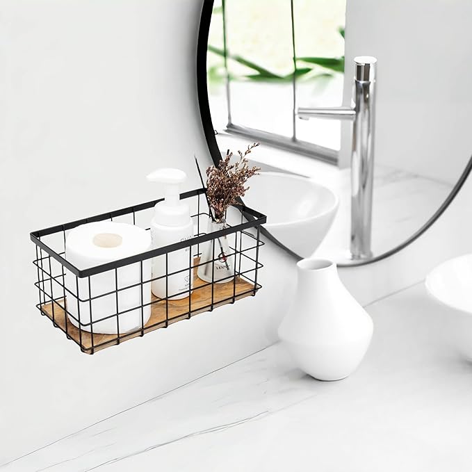 TIEYIPIN Black Metal Wire Storage Baskets - Image 2