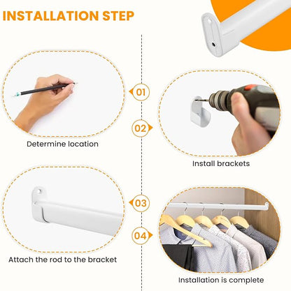 Oval Closet Rod for Hanging Clothes 18 to 40 Inch Adjustable Closet Rods 1 inch - Image 6