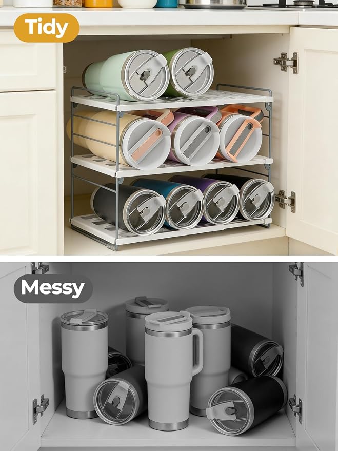 Cirhy 12" Tall 3-Tier Expandable Water Bottle Organizer – Fits 20-40 oz Stanley - Image 7