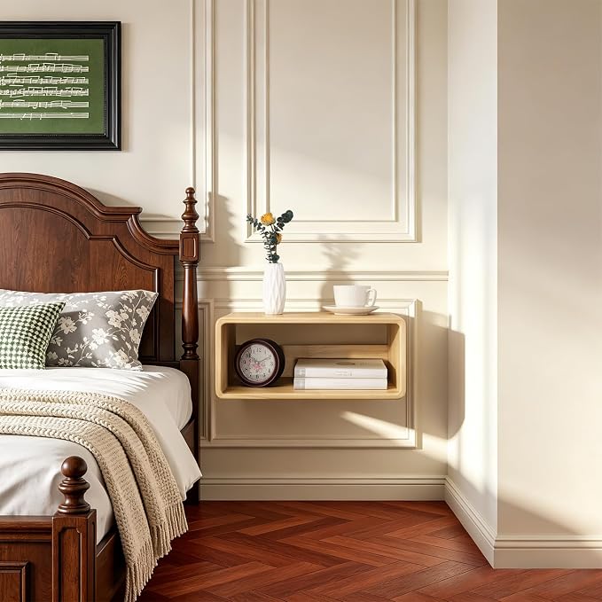 Floating Nightstand, Wall Mounted Bedside Table Wood Bedside Shelf Floating - Image 5