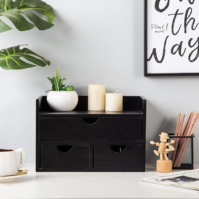 Rustic Distressed white 3-Tier Wood Desk Organizer - Image 5