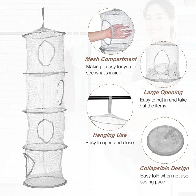uxcell 2Pcs Mesh Hanging Storage Basket - Image 3