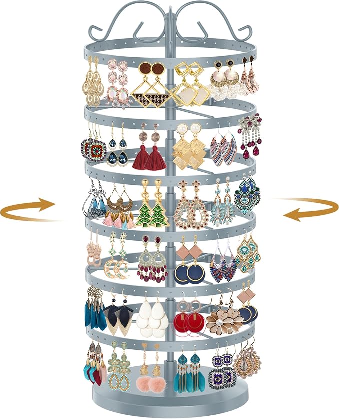 MODOWEY Rotating Earring Holder Organizer Stand, 6 Tier Large Capacity Jewelry by MODOWEY
