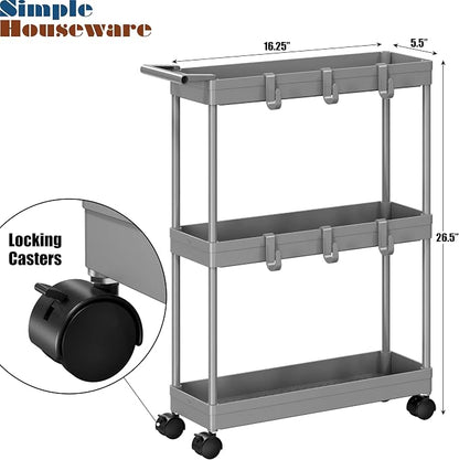 Simple Houseware 3-Tier Slim/Narrow Storage Cart - Image 3