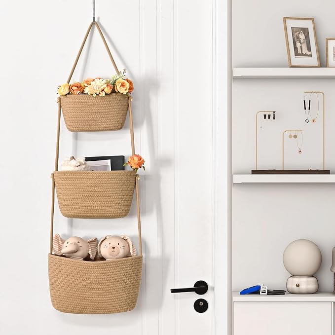 Hanging Basket, 3-Tier Woven Wall Basket - Image 8