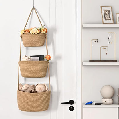 Hanging Basket, 3-Tier Woven Wall Basket - Image 8