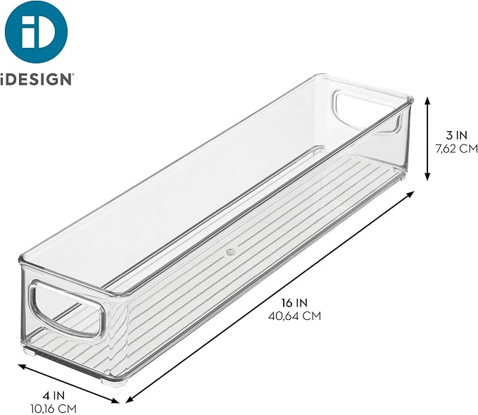 iDesign Slim Clear Plastic Storage Bin Organizer, Extra Long Narrow | Stackable - Image 4