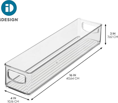 iDesign Slim Clear Plastic Storage Bin Organizer, Extra Long Narrow | Stackable - Image 4