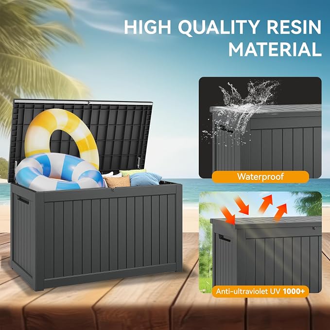 NUNU LAB 270 Gallon Large Resin Deck Box, Waterproof Outdoor Storage Box - Image 6