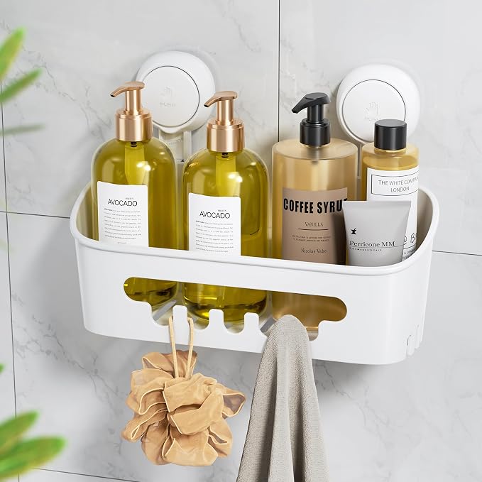 LEVERLOC Shower Caddy Suction Cup, Shower Organizer Removable Bathroom Shelf by LEVERLOC